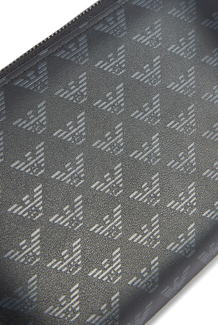 Eagle Monogram Zip-Around Leather Wallet